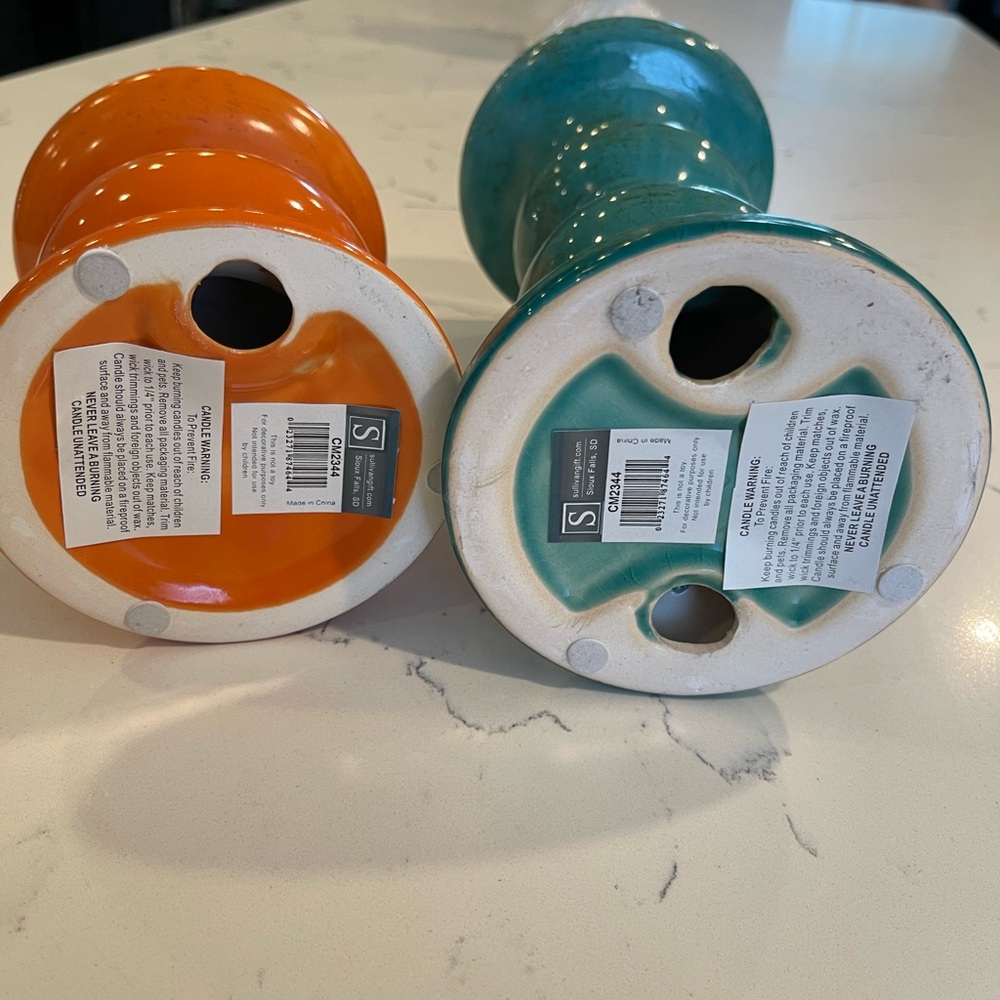 2 ceramic candle holders